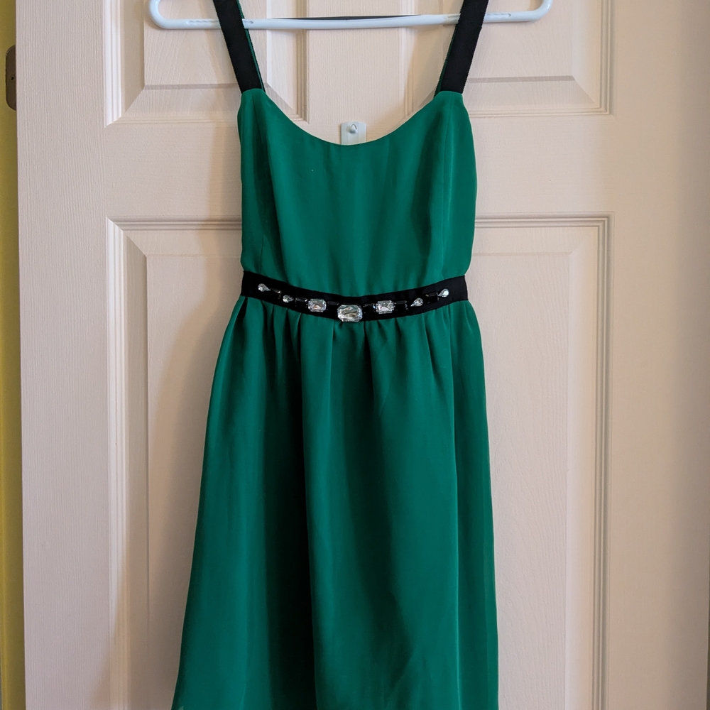 Forever 21 Green Midi Dress with Black Straps